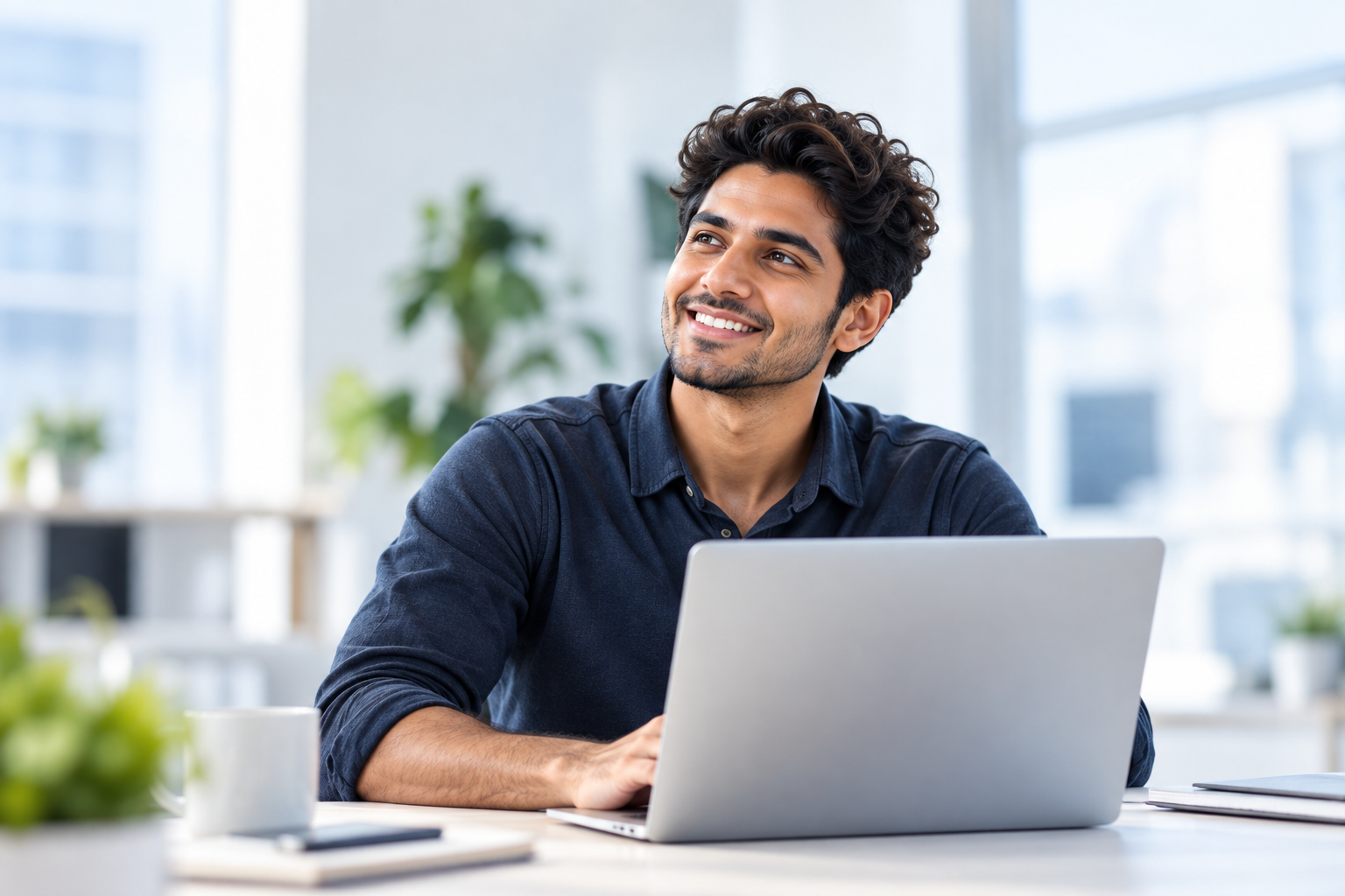 Professional smiling during a career conversation