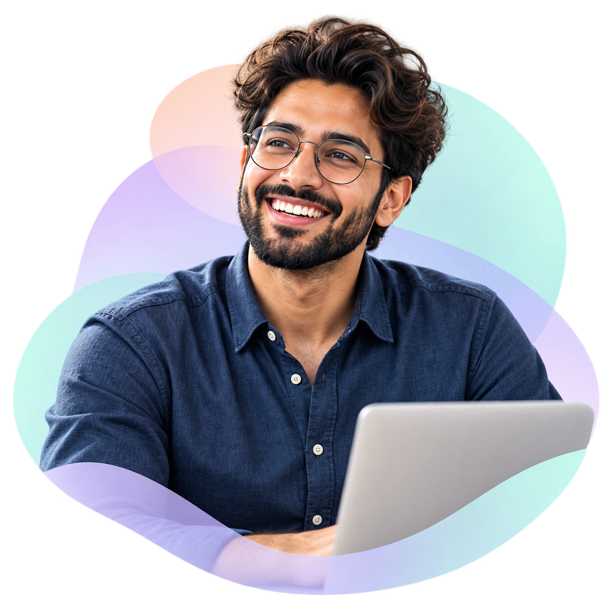 Candidate working confidently from a laptop